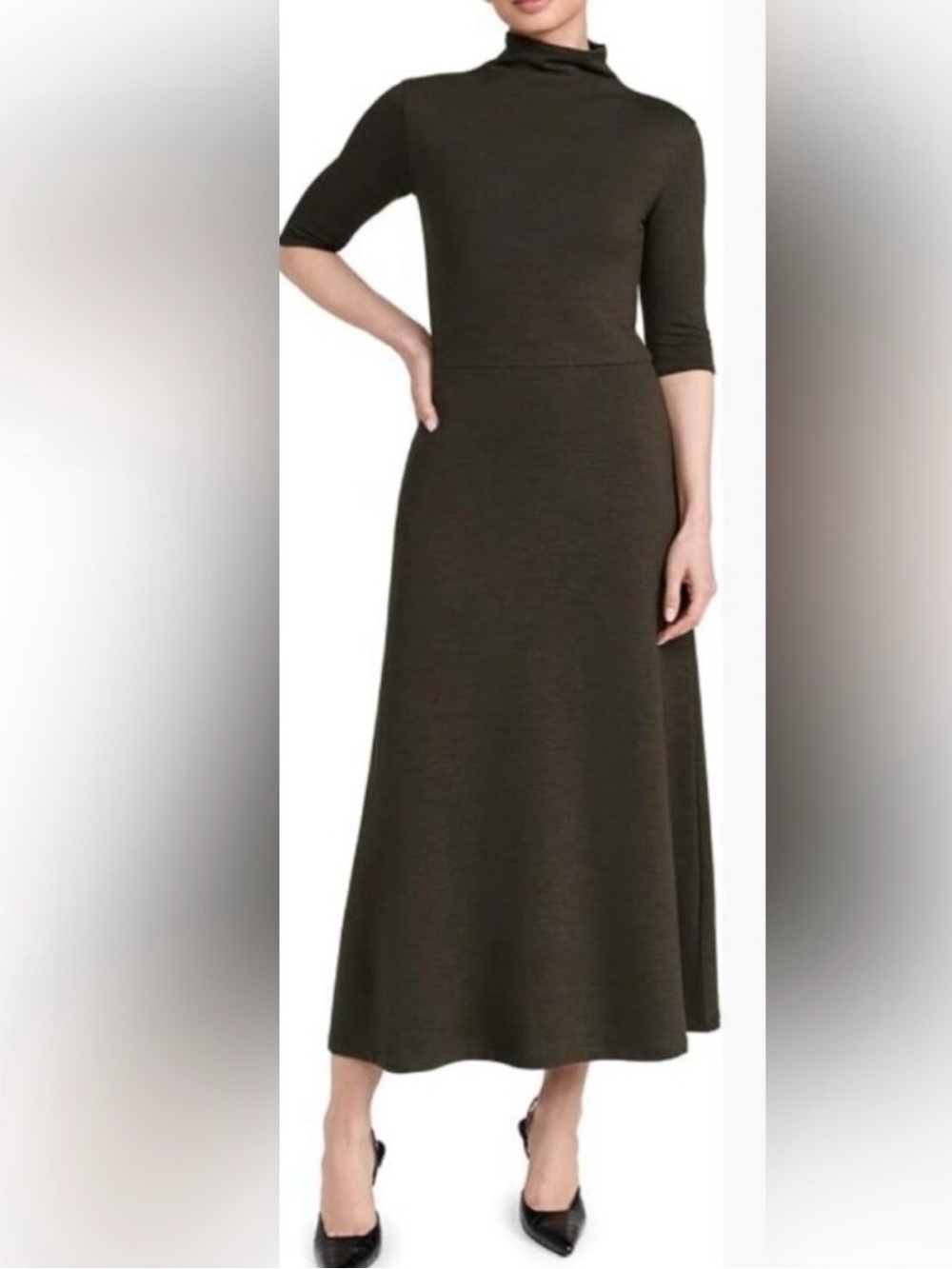 Vince Elbow-Sleeve Turtleneck Dress - Size M